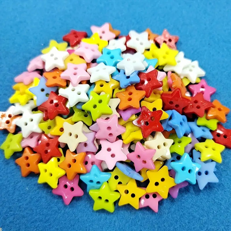 Mini Star Plastic Buttons 2 Hole (0.47") 100pc