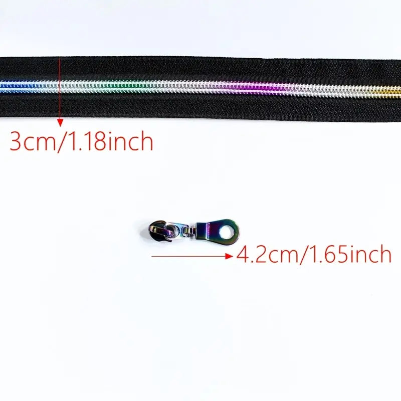 Zipper Set Nylon #5 - Rainbow Zippy Black (4.9 Yards & BONUS 5 Pulls) - Essential Notions