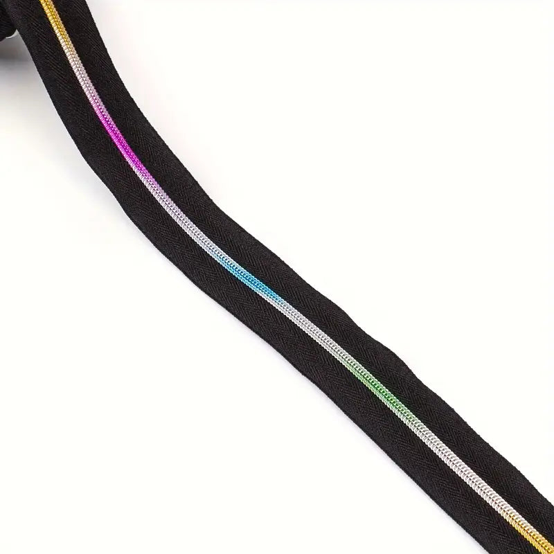 Zipper Set Nylon #5 - Rainbow Zippy Black (4.9 Yards & BONUS 10 Pulls)