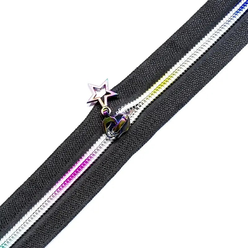 Zipper Set Nylon #5 - Rainbow Zippy Black (4.9 Yards & BONUS 5 Pulls) - Essential Notions