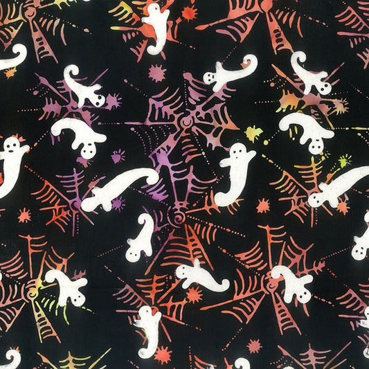 Spooky Banyan Batiks - Ghosts & Webs in Fruit Punch - Northcott