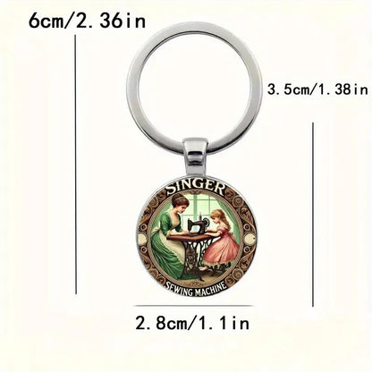 Vintage Singer Mother Daughter Keychain