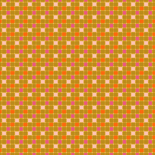 Joyful June - Gingham in Ochre - Sarah Hearts - FIGO (Northcott) (Pre-order: Sept 2025)