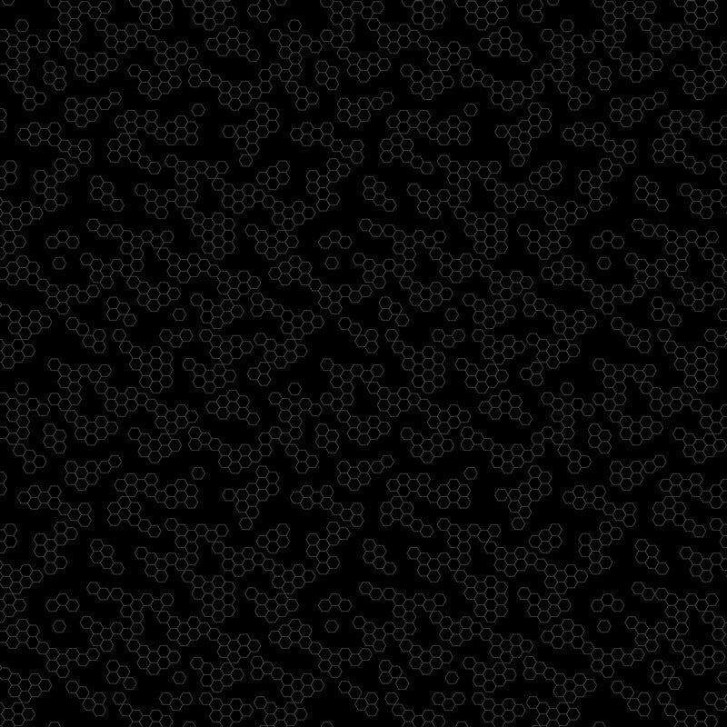 Dusk - Hexies in Black Grey - Ghazal Razavi - FIGO (Northcott) (Pre-order: May 2025)