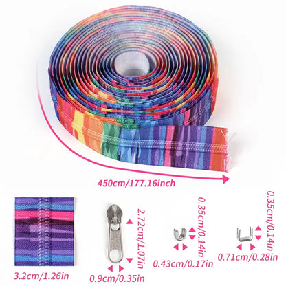 Zipper Set Nylon #5 - Rainbow Wave (4.9 Yards & BONUS 10 Pulls) - Essential Notions