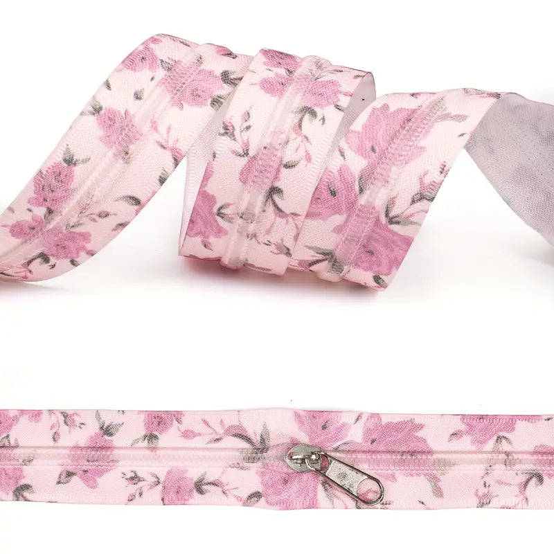 Zipper Set Nylon #5 - Pink Floral (3.3 Yards & BONUS 10 Pulls) - Essential Notions