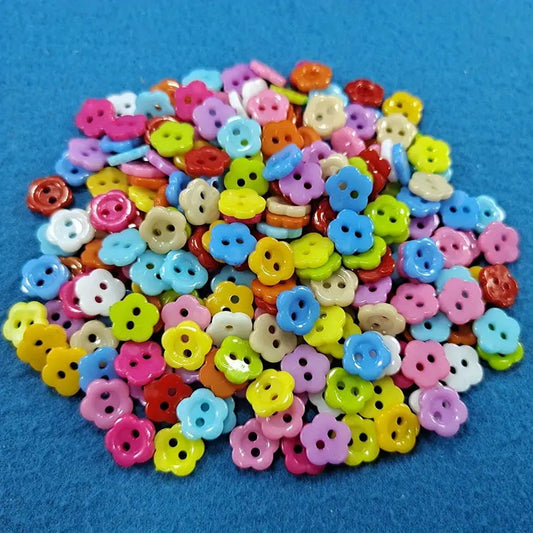 Mini Flower Plastic Buttons 2 Hole (0.39") 100pc