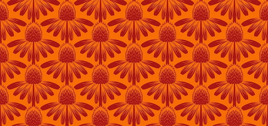 Indelible - Coneflower in Tangerine - Anna Maria Textiles (Northcott) (Pre-order: April 2025)