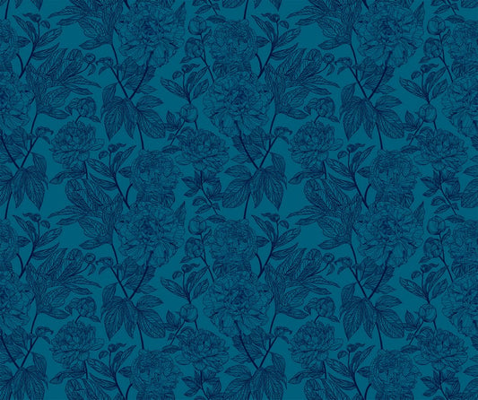 Indelible - Peony in Ocean - Anna Maria Textiles (Northcott) (Pre-order: April 2025)