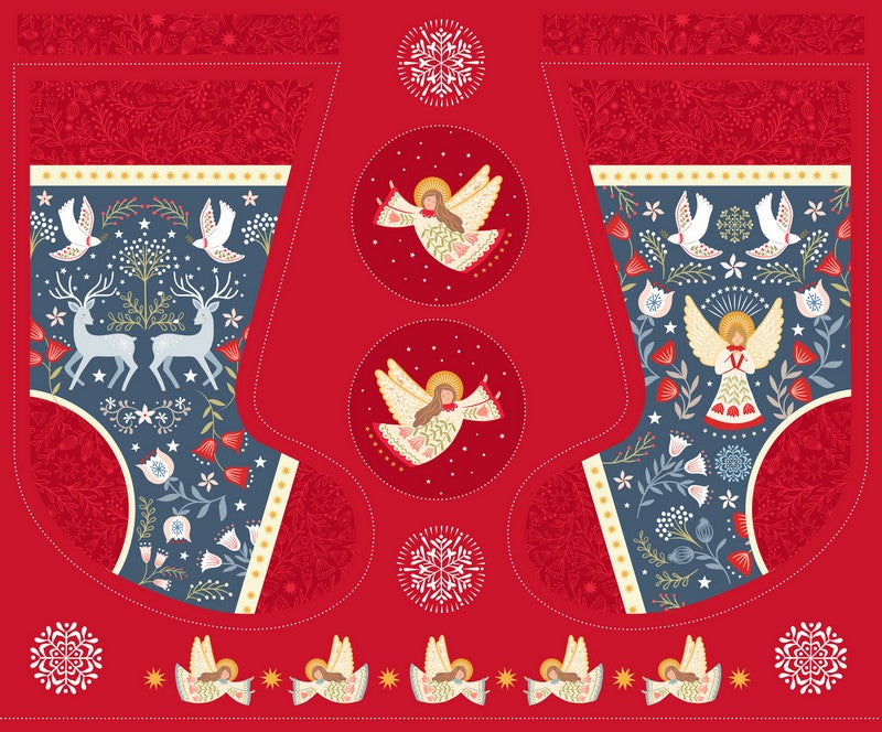 Peace & Joy - Stocking Panel in Red - Lewis & Irene