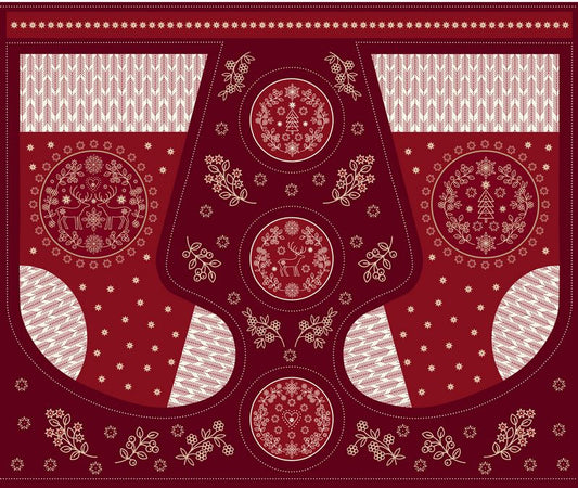 Saariselka - STOCKING PANEL 68900 in Red - Lewis & Irene