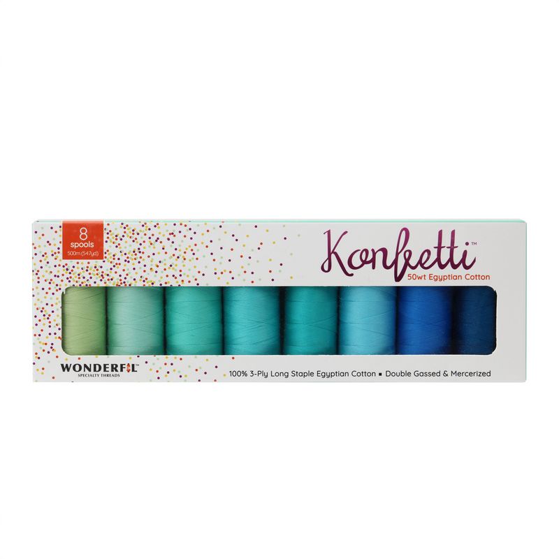 Konfetti 8 Pack - Crystal Lagoon - Cotton 50wt 547yd (500m) - WonderFil Specialty Threads