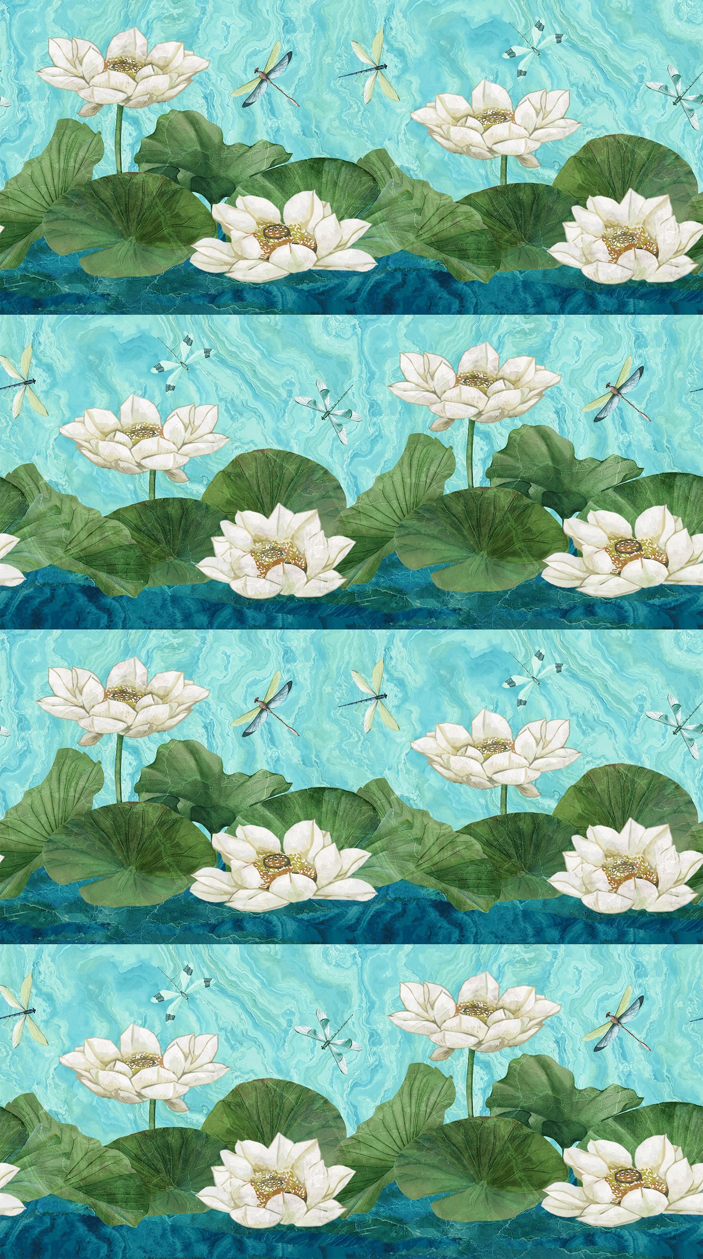 Tranquil Waters - Border Stripe Dark Blue Multi - Deborah Edwards - Northcott