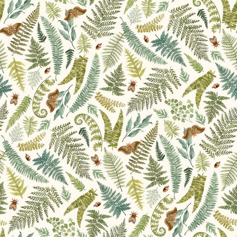 Wild Harvest - Large Ferns in Cream -  Deborah Edwards - Northcott