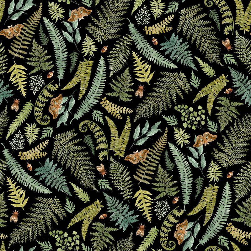 Wild Harvest - Large Ferns in Black -  Deborah Edwards - Northcott