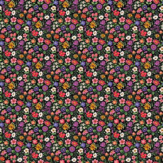 Hide and Seek - Small Floral in Black Multi - Deborah Edwards - Northcott (Pre-order: Mar 2025)