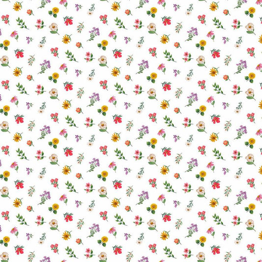 Hide and Seek - Mini Floral Toss in White Multi - Deborah Edwards - Northcott (Pre-order: Mar 2025)