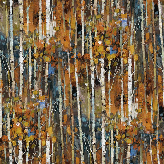 First Snow - Birch Trees in Rust Multi - Iosif Derecichei - Northcott (Pre-order: June 2025)