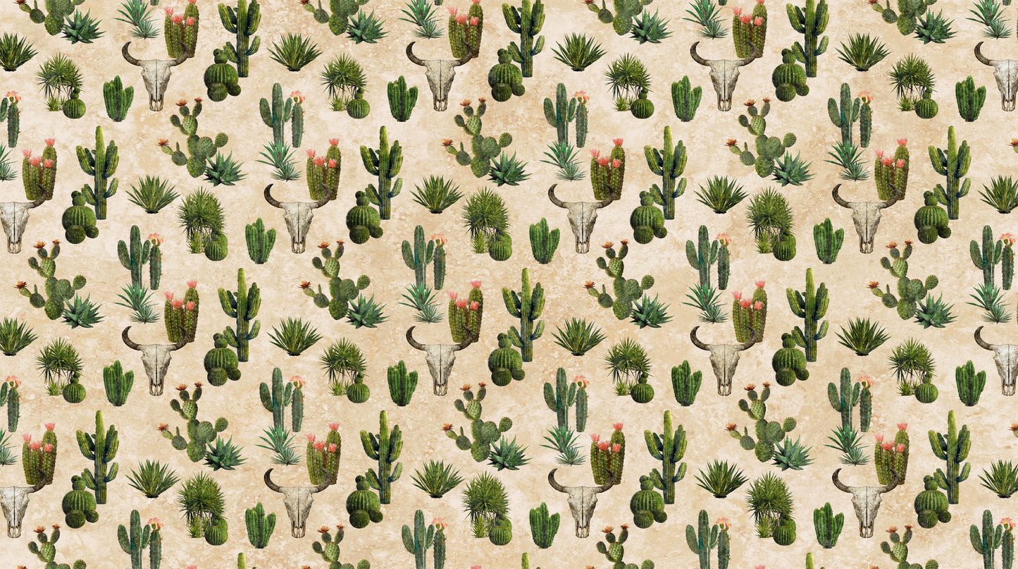 Sedona Spirit - Open Cactus in Beige Multi - Linda Ludovico - Northcott (Pre-order: July 2025)