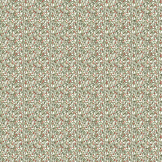 A Christmas Mouse FLANNEL - Greenery in White/Green - Sarah Summers - Northcott (Pre-order: July 2025)