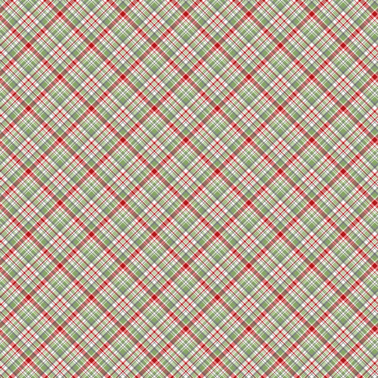 A Christmas Mouse FLANNEL - Plaid in White Multi - Sarah Summers - Northcott (Pre-order: July 2025)