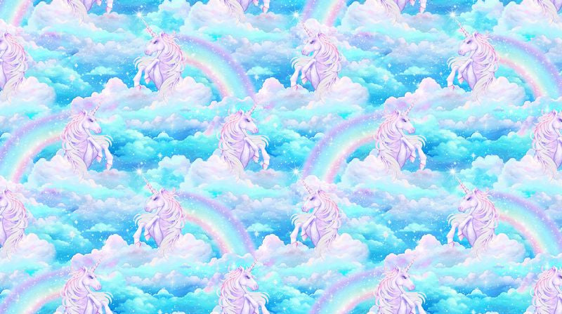 Sparkle Magic - GLITTER Unicorn Cloud in Blue Multi - Deborah Edwards - Northcott (Pre-order: Feb 2025)