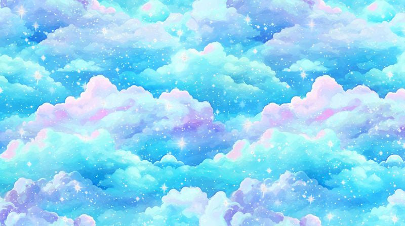 Sparkle Magic - GLITTER Clouds in Blue Multi - Deborah Edwards - Northcott