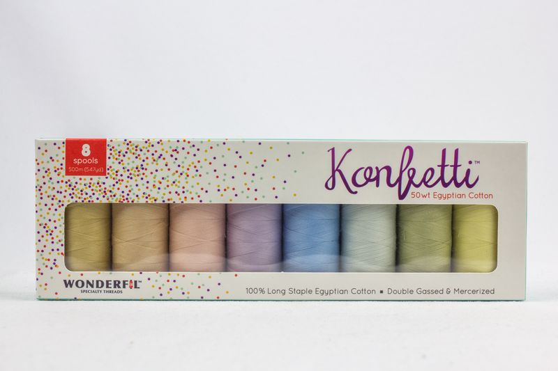 Konfetti 8 Pack - Iced Pastels - Cotton 50wt 547yd (500m) - WonderFil Specialty Threads (Pre-order: May 2025)