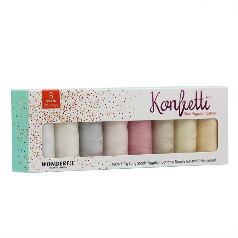 Konfetti 8 Pack - Macaroons - Cotton 50wt 547yd (500m) - WonderFil Specialty Threads (Pre-order: Nov 2024)