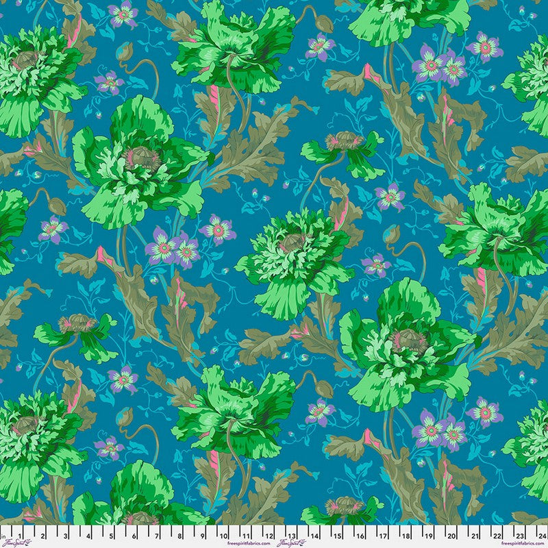 Kaffe Fassett Collective August 2024 - Papaver in Green - Free Spirit (Pre-order: Sept 2024)