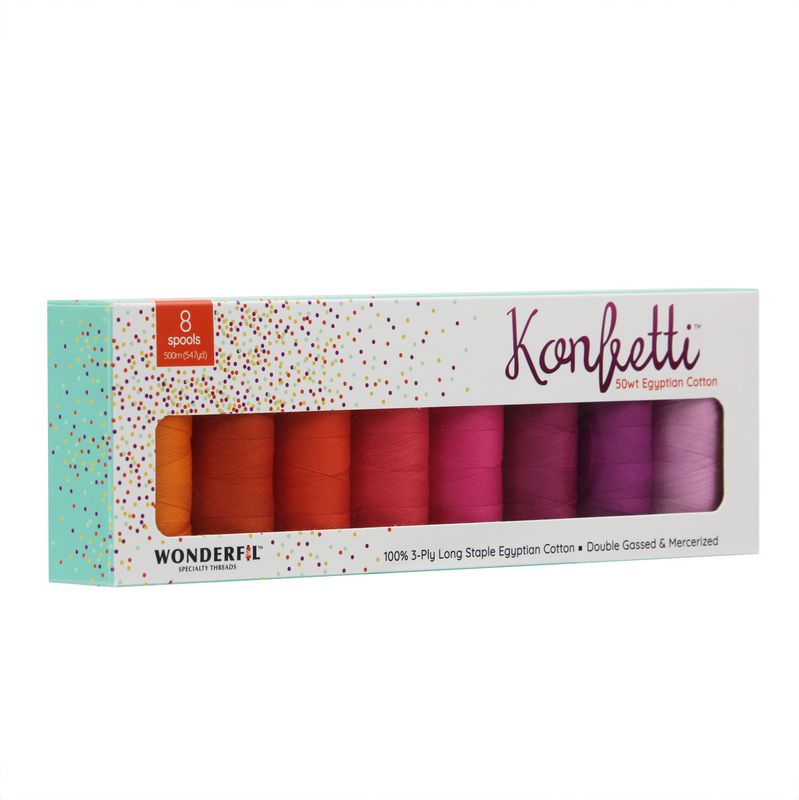 Konfetti 8 Pack - Peony Blooms - Cotton 50wt 547yd (500m) - WonderFil Specialty Threads