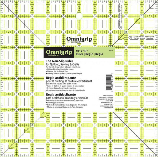 Omnigrip - Non-slip Ruler Square 10"