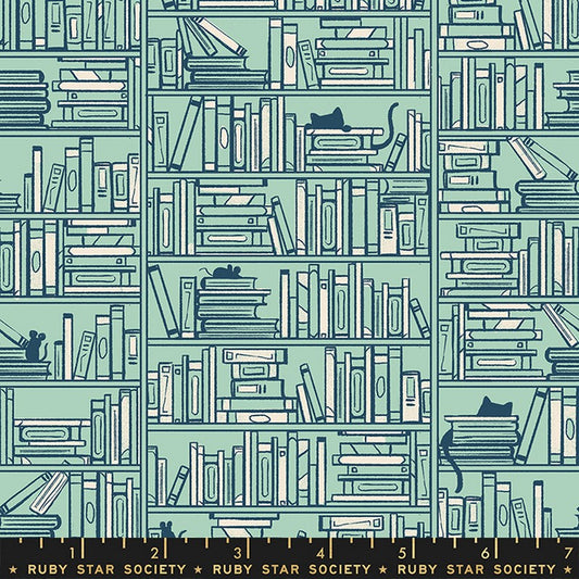 Reading Nook - Library Books in Soft Aqua - Sarah Watts - Ruby Star Society