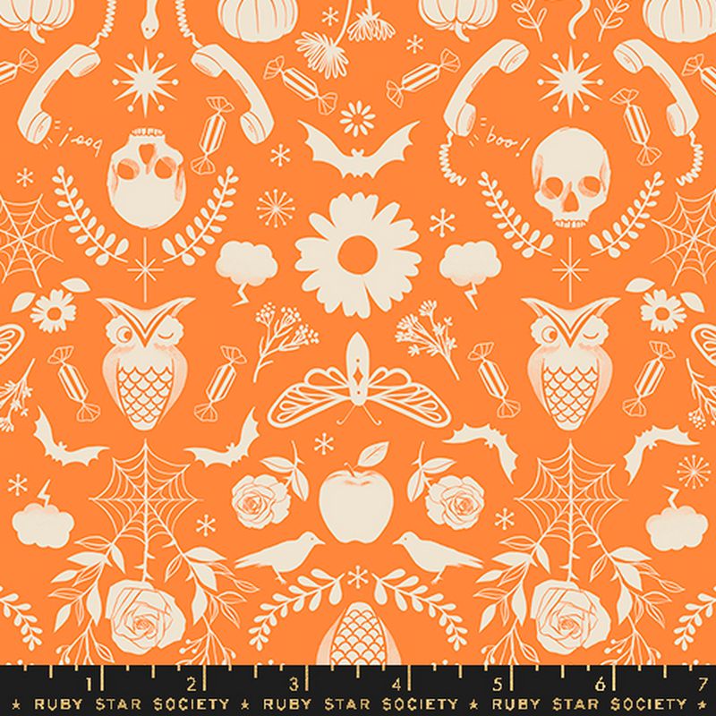 Good Spirits - Creep Damask in Pumpkin - Ruby Star Collaborative