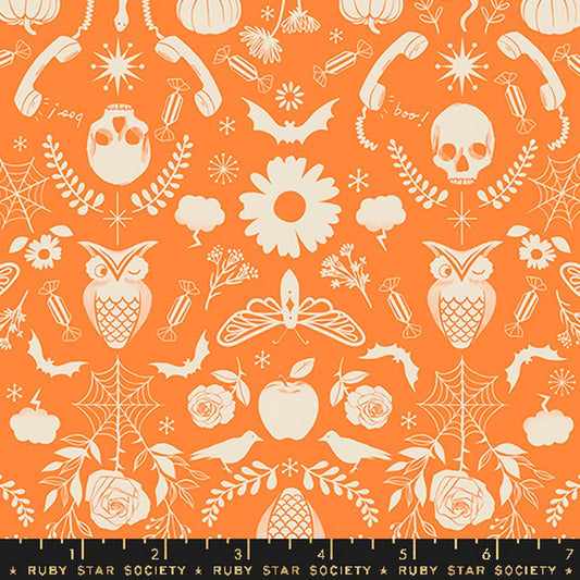 Good Spirits - Creep Damask in Pumpkin - Ruby Star Collaborative