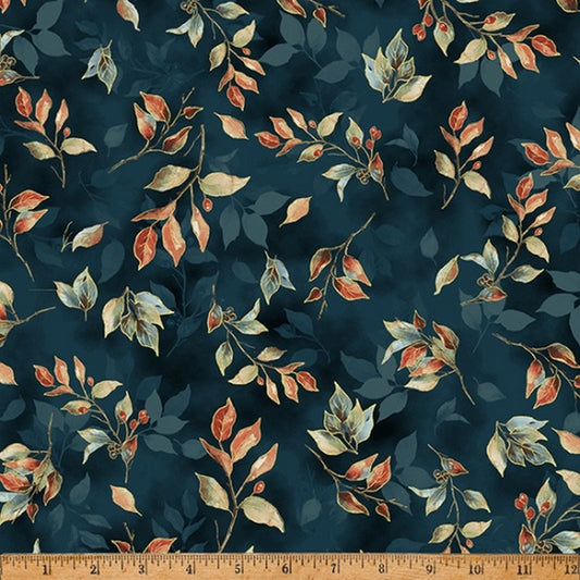 Blue Jay Song - Teal Gold Metallic W5355-21G - Hoffman Fabrics (Pre-order: Oct 2024)