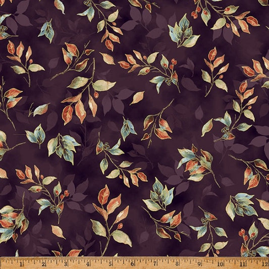 Blue Jay Song - Plum Gold Metallic W5355-46G - Hoffman Fabrics (Pre-order: Oct 2024)