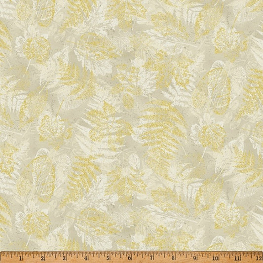 Blue Jay Song - Sand Gold Metallic W5356-62G - Hoffman Fabrics