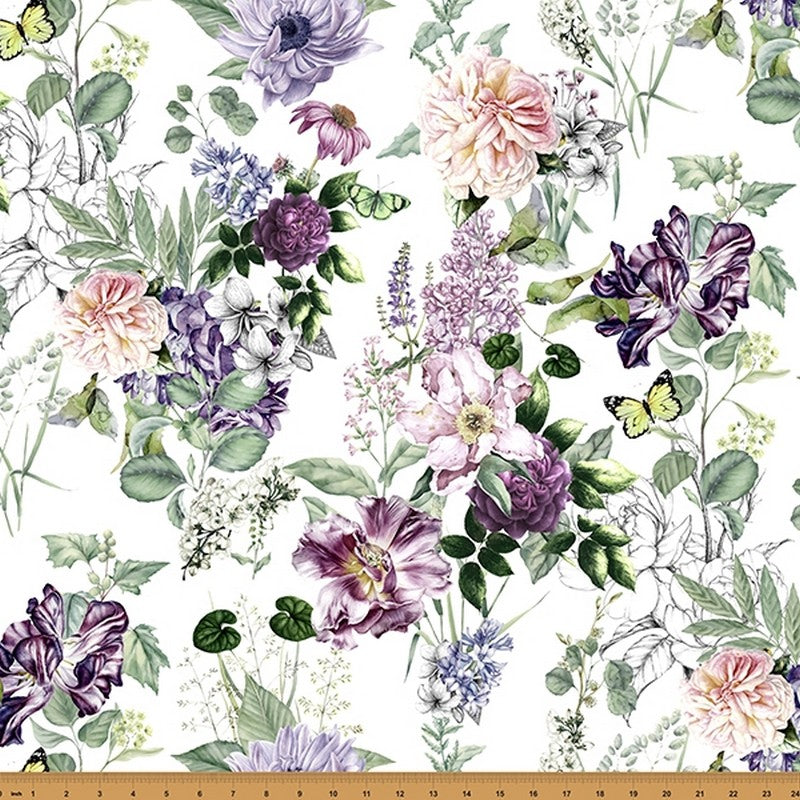 Botanical Charm - Purple W5369-14 - Hoffman Fabrics (Pre-order: Oct 2024)