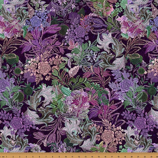 Botanical Charm - Deep Amethyst W5370-701 - Hoffman Fabrics (Pre-order: Oct 2024)