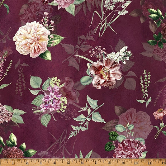 Botanical Charm - Mulberry W5371-428 - Hoffman Fabrics (Pre-order: Oct 2024)