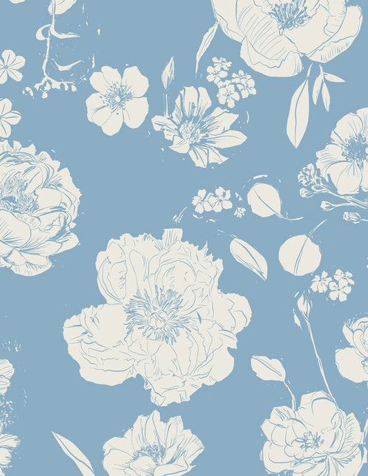 Potager 108" Wideback - Flowers For Mom Porcelain - Sharon Holland - Art Gallery Fabrics (Pre-order: Apr 2025)