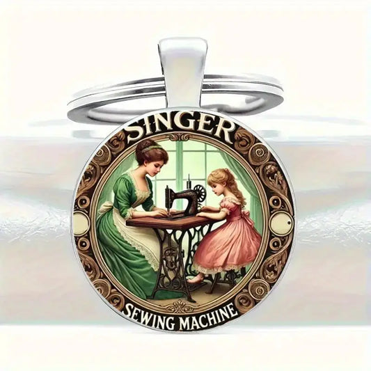 Vintage Singer Mother Daughter Keychain