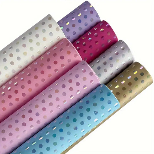 Faux Leather - Polka Dot Holographic (11 Colours) (12" x 54")