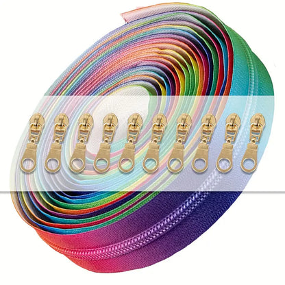 Zipper Set Nylon #5 - Rainbow (4.9 Yards & BONUS 10 Pulls) - Essential Notions