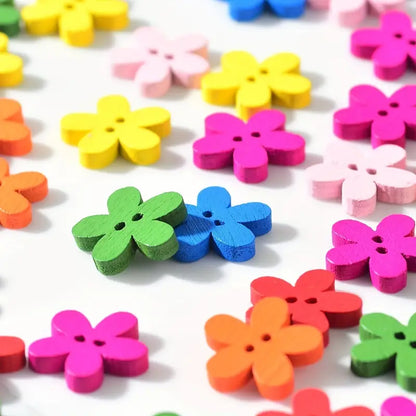 Wooden Flower Buttons 2 Hole (0.59") 50pc