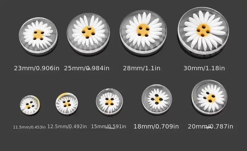 Daisy Buttons 4 Hole (0.4" to 1.2") 10pc