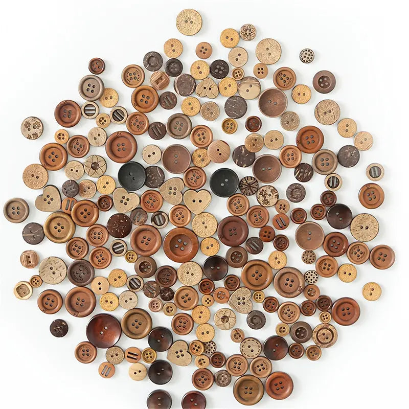 Wooden & Coconut Buttons (0.5" to 1") 200pc