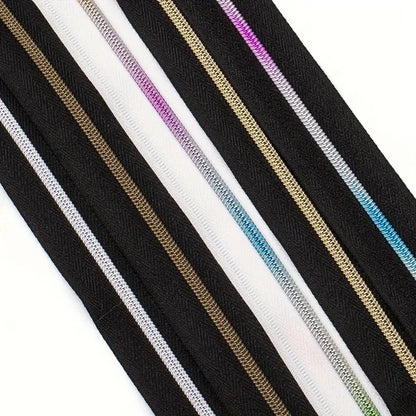 Zipper Set Nylon #5 - Rainbow Zippy Black (4.9 Yards & BONUS 10 Pulls)