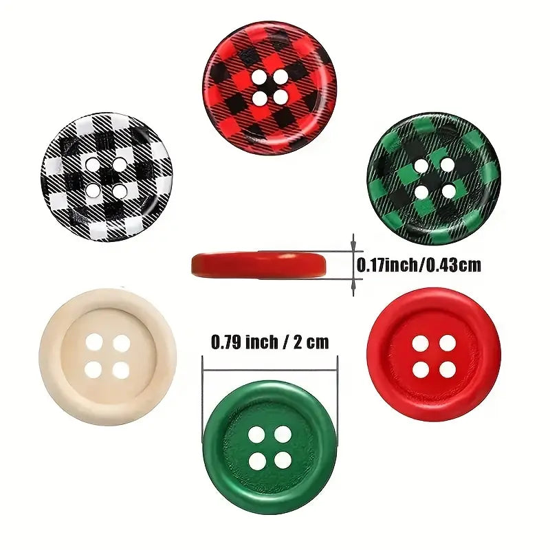 Christmas Wooden Buttons 4 Hole (0.79") 60pc